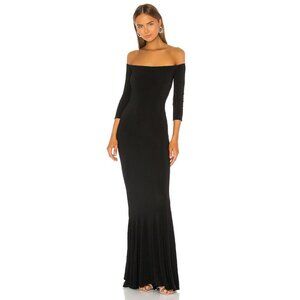 Norma Kamali Off the Shoulder Fishtail Gown in Black Medium New Women Maxi Dress
